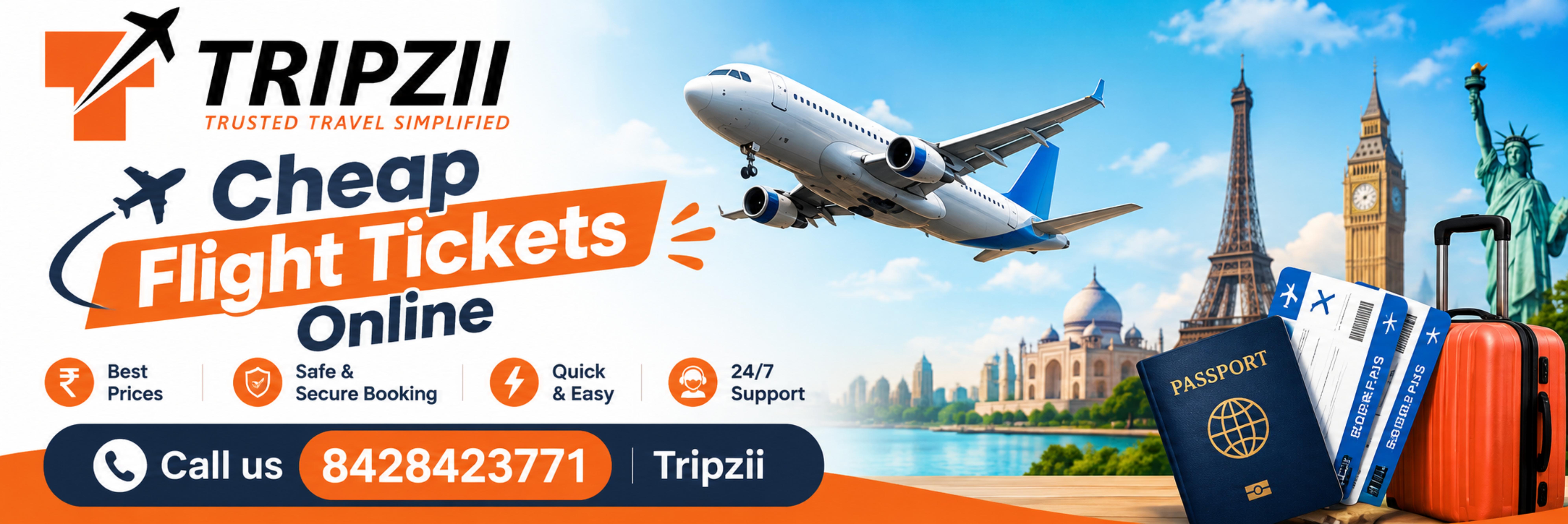Cheap Flight Tickets Online | Call us 8428423771 | Tripzii